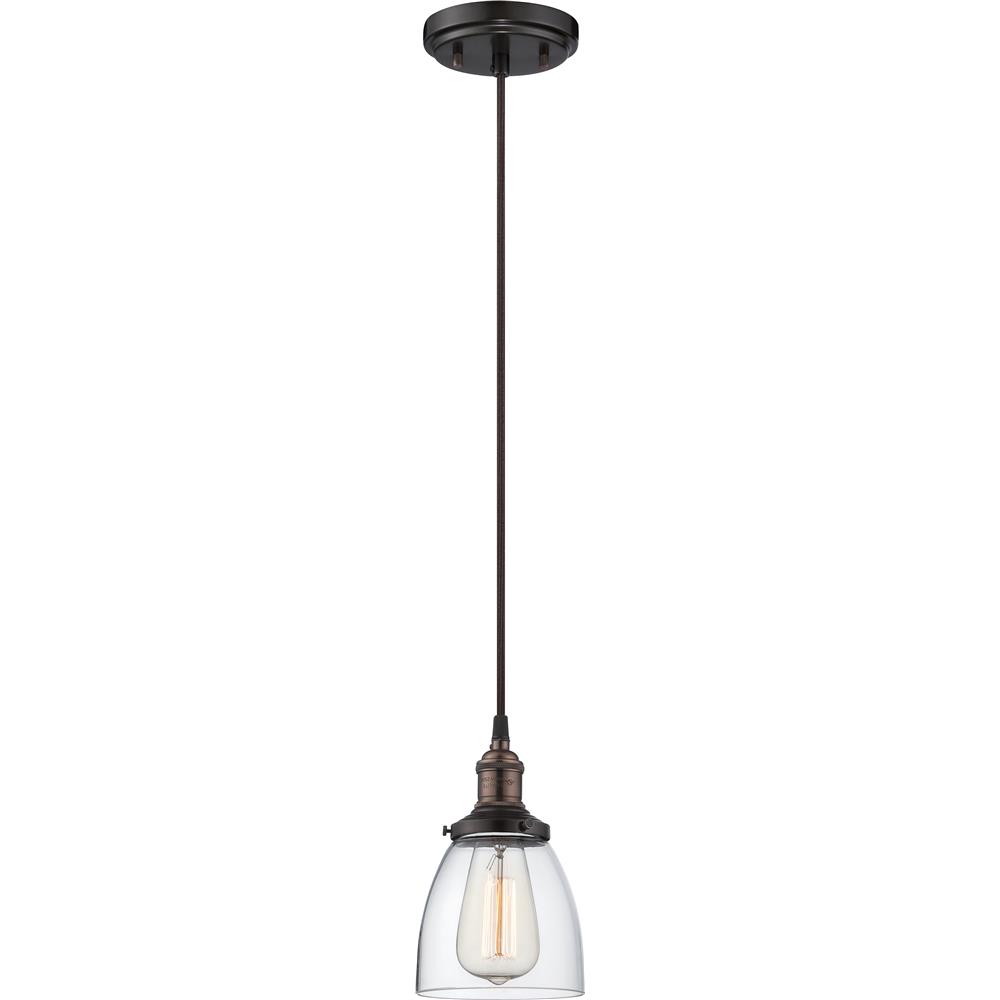 Nuvo Lighting 60/5504  Vintage - 1 Light Pendant with Clear Glass - Vintage Lamp Included in Rustic Bronze Finish